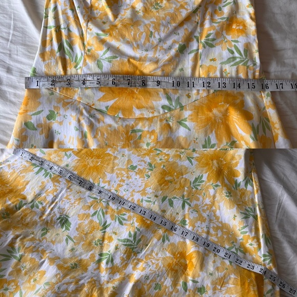 Vintage Yellow Floral Strapless Garden Party Dress M - Picture 11 of 14
